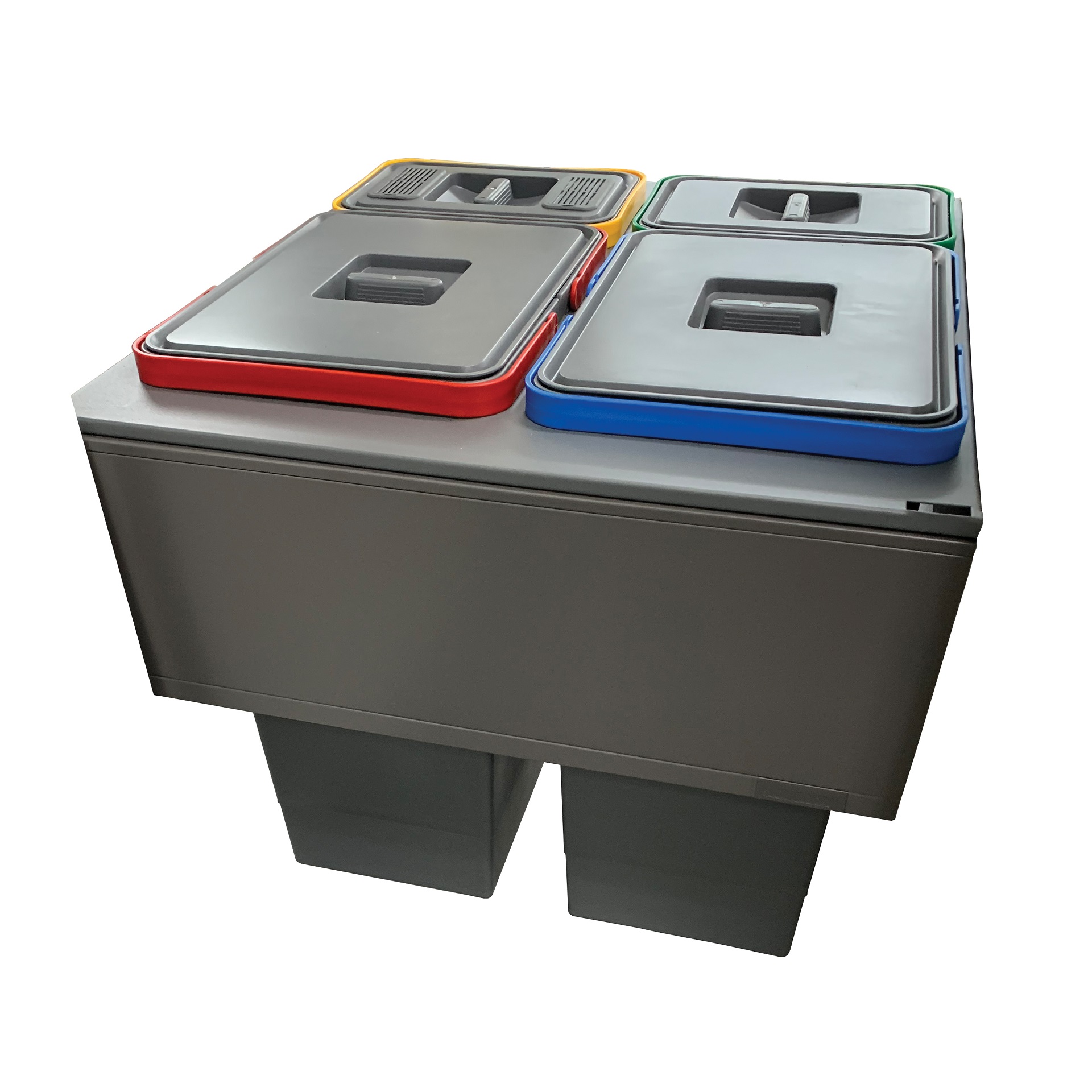 Elletipi 64L waste bin 2x24L and 2x8L for 600mm cabinet with Blum Legrabox drawer as a durable kitchen waste container.