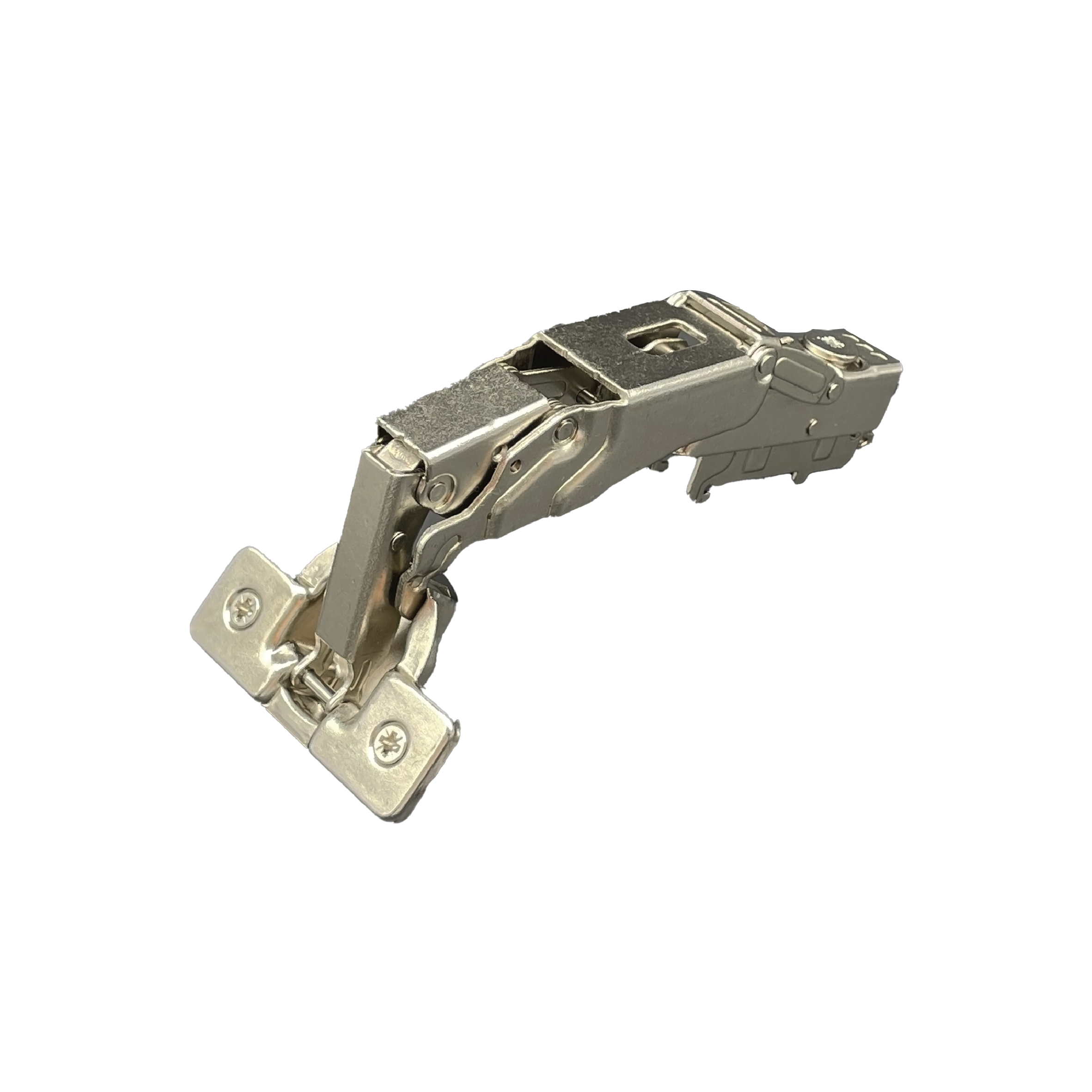 CEMUX 155° HINGE FOR CORNER DOORS SOFT AND NON SOFT CLOSING installed on a cabinet corner door