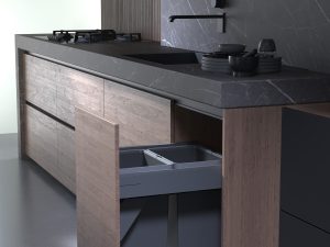 SIGE 552U 64L waste bin for 500mm cabinet functions as an efficient kitchen trash bin solution.