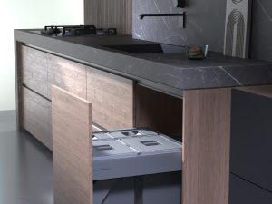 SIGE 553U 80L waste bin for 600mm cabinet designed for small kitchen waste bins spaces.
