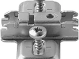 Blum hinge plate clip 3mm E-dowel nickel plated metal for cabinet door hinges applications.