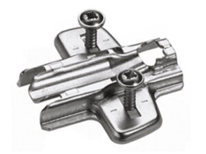Hinge plate with 5mm expanding sockets distance 1.5mm for cupboard door hinge installation.