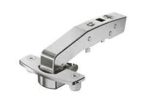 Sensys 95° blind corner soft close hinge press in for corner cabinet hinge installation.