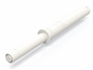 X-Press push catch with buffer white suitable for modern cupboard hinge applications.